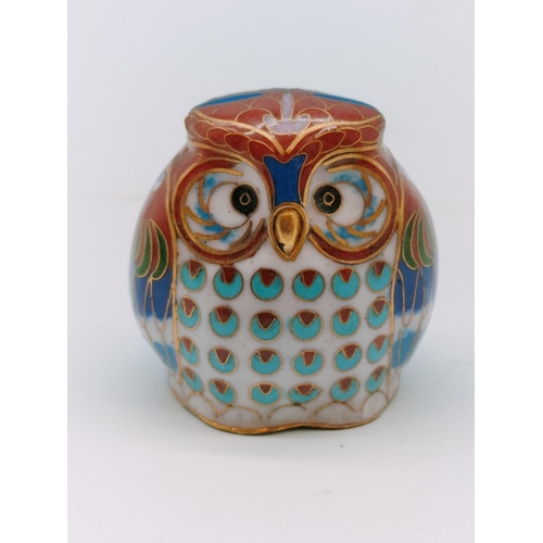 484 - Small Cloisonne Owl. 6cm Tall.