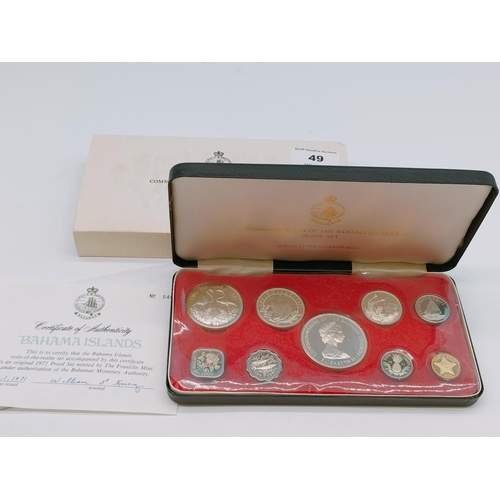 49 - 1971 Commonwealth of the Bahama Islands Proof Set by Franklin Mint Uncirculated in Presentation Box ... 