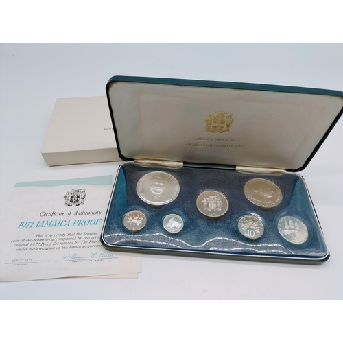 50 - 1971 Coinage of Jamaica Proof Set by Franklin Mint Uncirculated in Presentation Box with Certificate... 