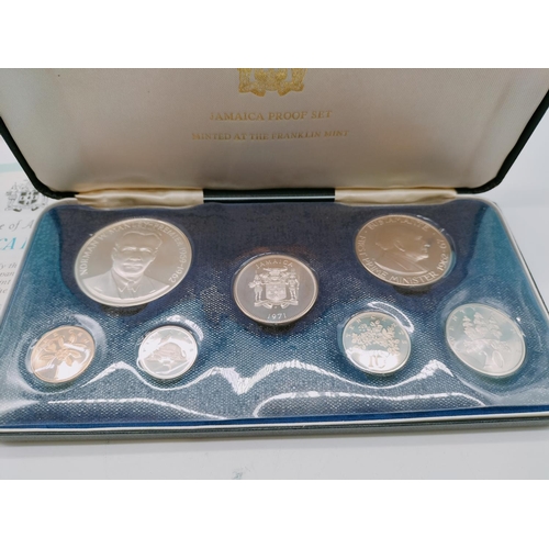 50 - 1971 Coinage of Jamaica Proof Set by Franklin Mint Uncirculated in Presentation Box with Certificate... 