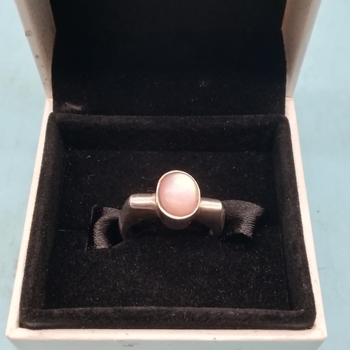 510 - 925 Silver Rings (2) - Cubic Zirconia Solitaire and Mother of Pearl.