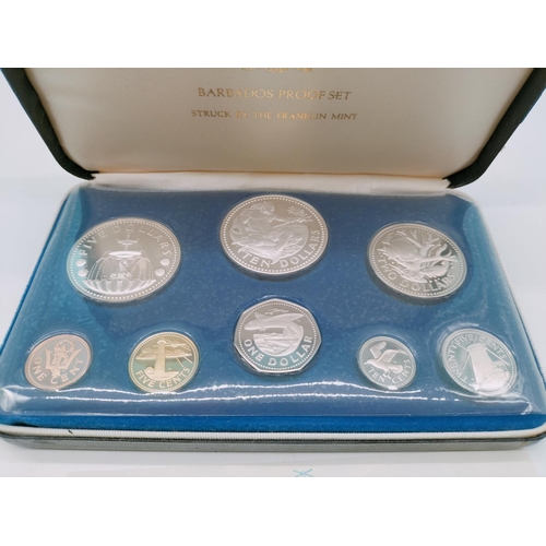 57 - 1974 Coinage of Barbados Proof Set by Franklin Mint Uncirculated in Presentation Box with Certificat... 