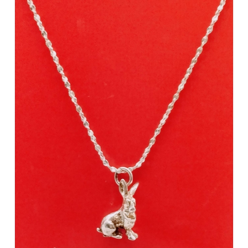 102 - Silver Tone Rabbit Pendant on 24