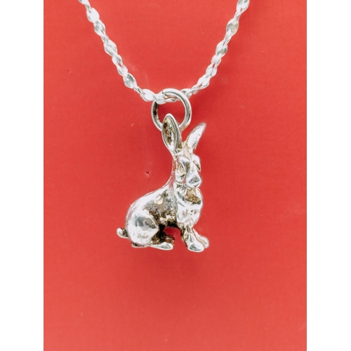 102 - Silver Tone Rabbit Pendant on 24