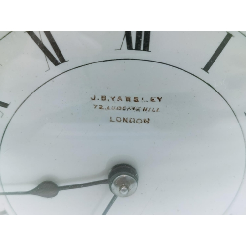 13 - Edwardian J.B.Yabsley, London Mantle Clock W/O. 22cm High, 22cm x 7cm.