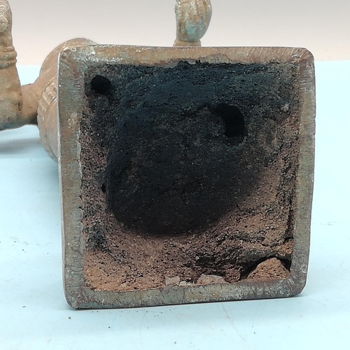 171 - 19th Century Cambodian Bronze Vishnu Standing Four Armed Statue. 26cm Tall.