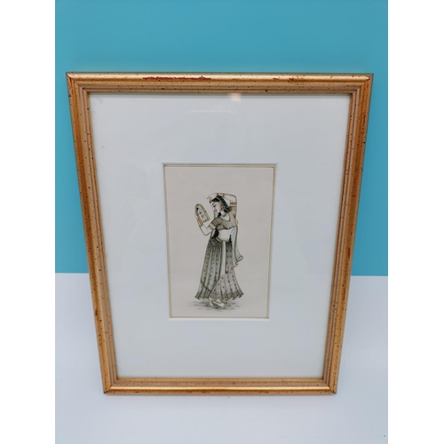 172 - Framed and Mounted Indian Radjput Style Watercolour Drawing. 29cm x 22cm.