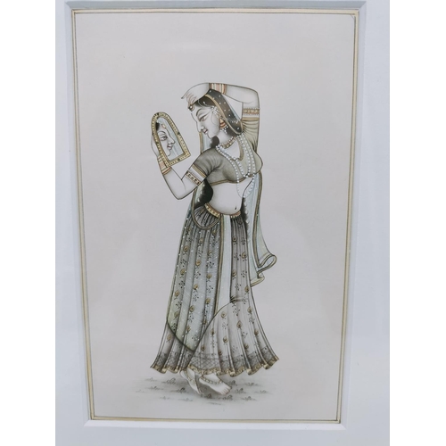 172 - Framed and Mounted Indian Radjput Style Watercolour Drawing. 29cm x 22cm.