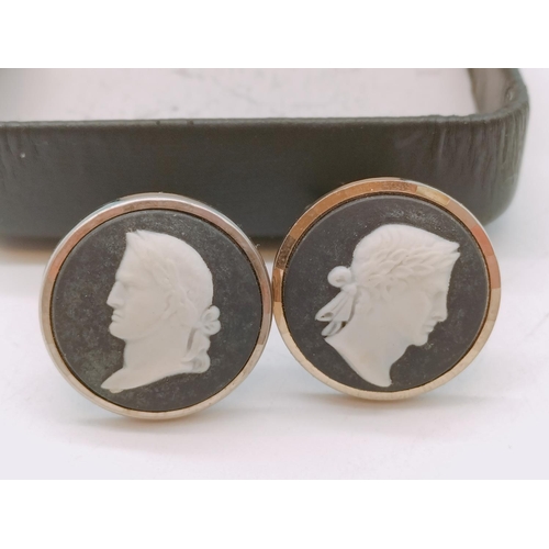 248 - Pair of Wedgwood Black Jasper Cufflinks.