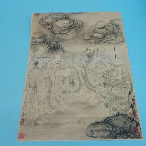 253 - Chinese Prints on Paper (2) including Scholar Making Offering to the Gods. 28cm x 20.5cm.