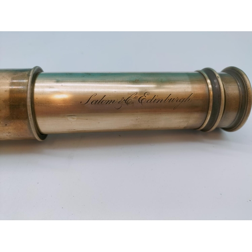 3 - Salom & Co Edinburgh, Brass 4 Draw Telescope. Crack to 1 Lens. 78cm Long when Open, 26cm when Closed... 