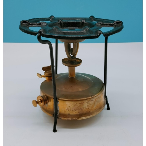 554 - Brass Primus Stove. 21.5cm High, 21cm Diameter.