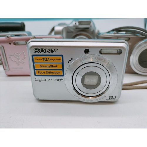 556 - Collection of Cameras to include Fine Pix 2800 Zoom, Lumix DMC T23, Sony Cyber Shot DSC - S930 Trave... 