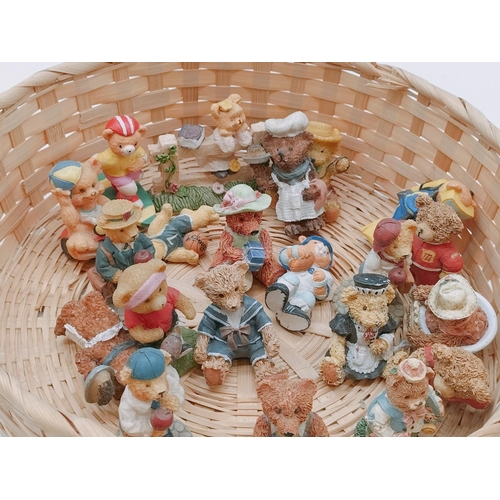 580 - Basket of Small Teddy Bear Figures.