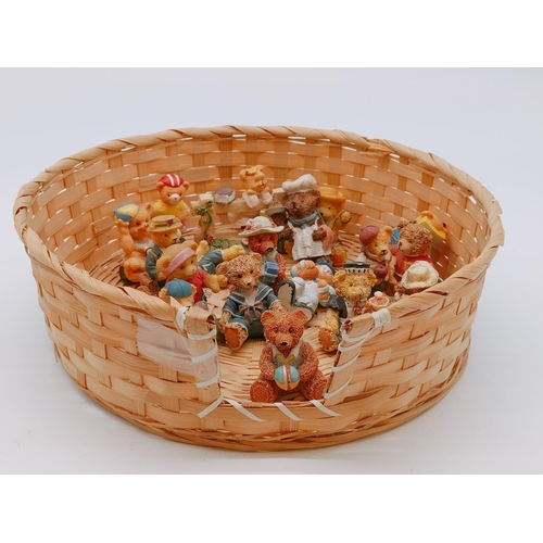 580 - Basket of Small Teddy Bear Figures.