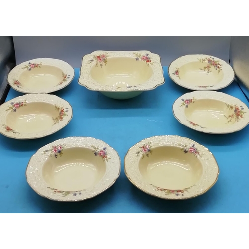 585 - Crown Devon Dessert Set (Trifle Bowl and 6 Dishes) in the 'Florentine' Pattern. Seconds Quality.