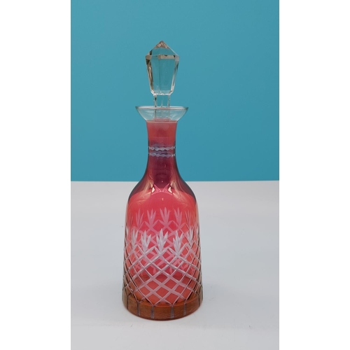 592 - Cranberry Glass 32cm Decanter.
