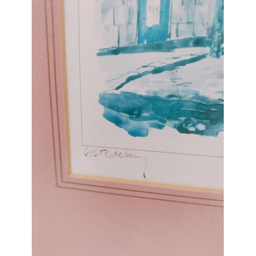 607 - Framed and Glazed Artist Signed Blue and White Prints (2) by Geoffrey Scowcroft Fletcher 'Covent Gar... 