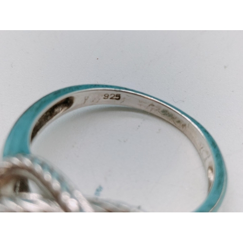 664 - 925 Silver and Smokey Quartz Ring. Size Q.