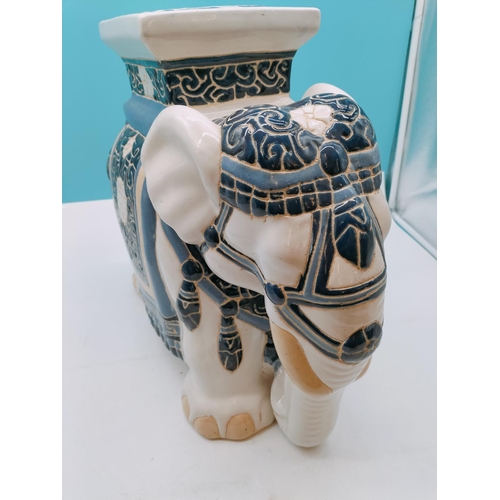 112 - Large Ceramic Elephant Plant Stand. 43cm High, 56cm x 23cm.