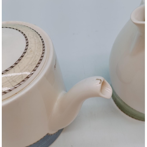 128 - Wedgwood Teapot and Jug in the 'Sarah's Garden' Pattern. Tallest being 17cm.