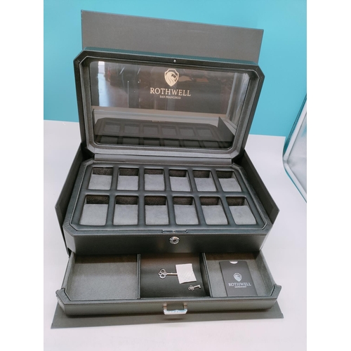 137 - Brand New Rothwell Luxury Display Watch Box with Valet Drawer. 13cm High, 40cm x 25cm.