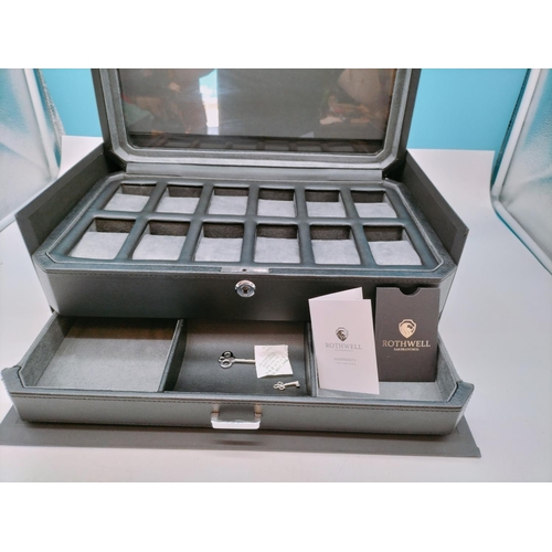 137 - Brand New Rothwell Luxury Display Watch Box with Valet Drawer. 13cm High, 40cm x 25cm.