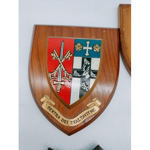 154 - Royal Navy HMS Shield/Crests (5) 19cm x 15cm.