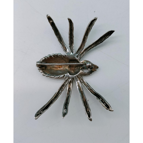 173 - Hallmarked Sterling Silver Spider Brooch. 5cm x 4cm.