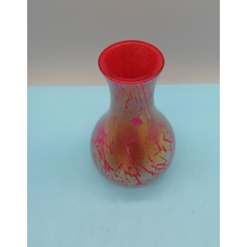180A - Royal Brierley Red Iridescent 16cm Glass Vase.