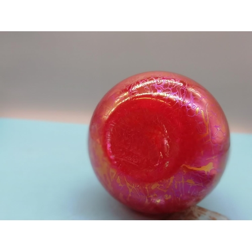 180A - Royal Brierley Red Iridescent 16cm Glass Vase.