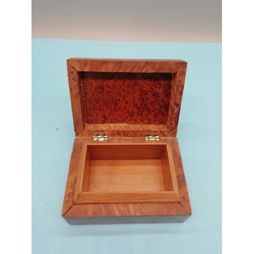 190A - Burr Walnut Wooden Box inlaid with Mother of Pearl.4cm High x 12cm x 8cm.