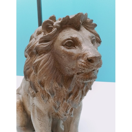 51 - Large Bronze Effect Resin Seated Lion Table Lamp. 52cm High, 34cm x 16cm.
