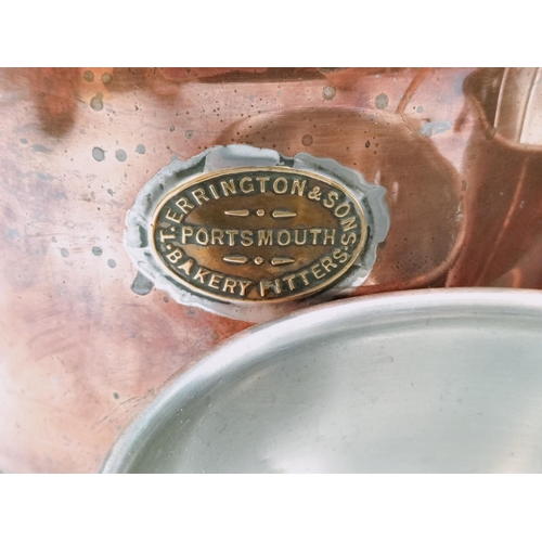 57 - Set of 3 Brass and Copper Pans plus Larger Copper Pan.