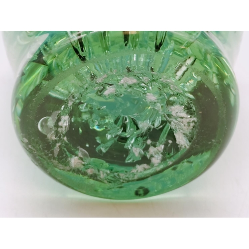 63 - Victorian Green Glass Dump Paperweight. 15cm Tall.