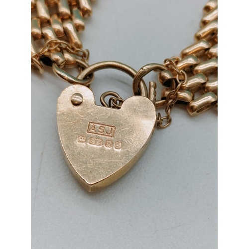 72 - 9ct Gold Gate Bracelet. 14.3 Grams.