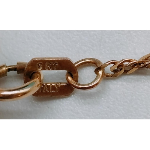 75 - 9ct Gold Necklace with Four Leaf Clover Pendant. Overall Weight 4 Grams.