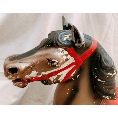 80 - Vintage Fairground Style Painted Fibreglass Rocking Horse. Frame Size 122cm Long x 33cm. Horse Size ... 