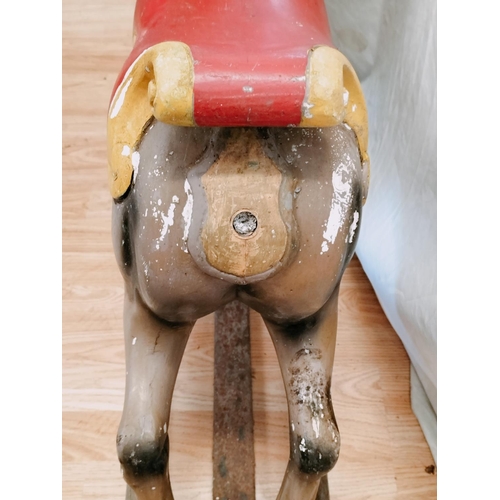 80 - Vintage Fairground Style Painted Fibreglass Rocking Horse. Frame Size 122cm Long x 33cm. Horse Size ... 