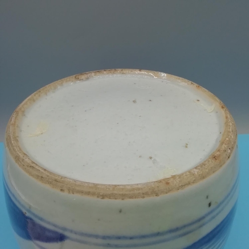 86 - Chinese 19th Century Hand Painted Blue and White 17cm Ginger/Spice Jar.