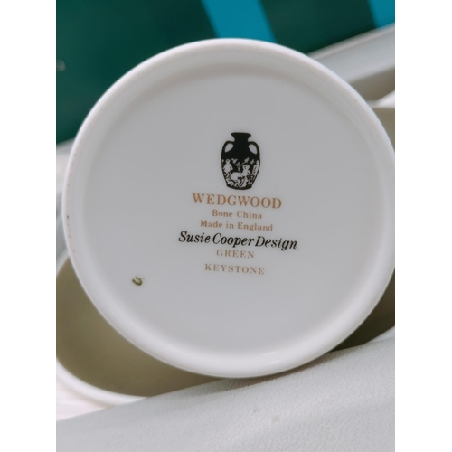 96 - Boxed Susie Cooper Design for Wedgwood Coffee Set to include Coffee Cups and Saucers (6) in the 'Gre... 