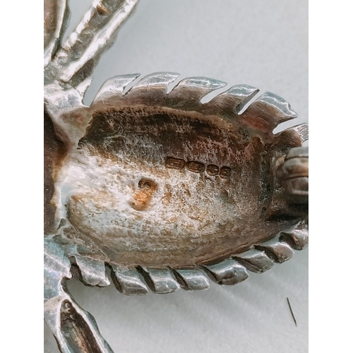 173 - Hallmarked Sterling Silver Spider Brooch. 5cm x 4cm.
