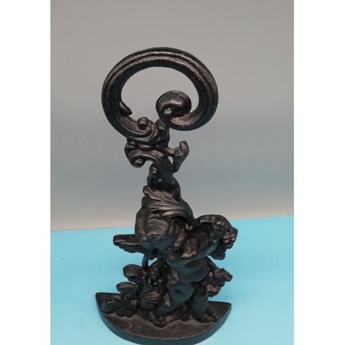 333 - Cast Iron Cherub Design  Door Stop. 40cm High.