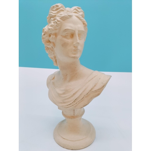 543 - 27cm Bust of a Lady plus Pair of Reading Boy Bookends on Marble Base. Made in Italy.