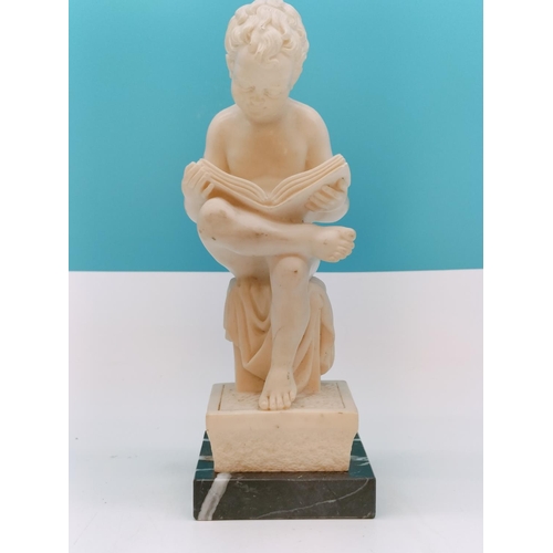 543 - 27cm Bust of a Lady plus Pair of Reading Boy Bookends on Marble Base. Made in Italy.