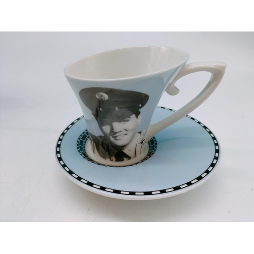 566 - Elvis Presley Cup and Saucer plus 2 x Christmas Tree Decorations 'Don't be Cruel' and 'Heartbreak Ho... 