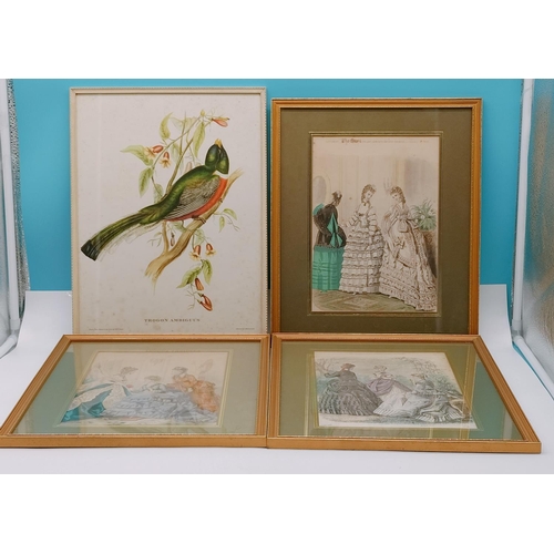 611 - 3 x Framed and Glazed Ladies Fashions Colour Lithograph Prints from 'The Queen' Ladies Newspaper and... 