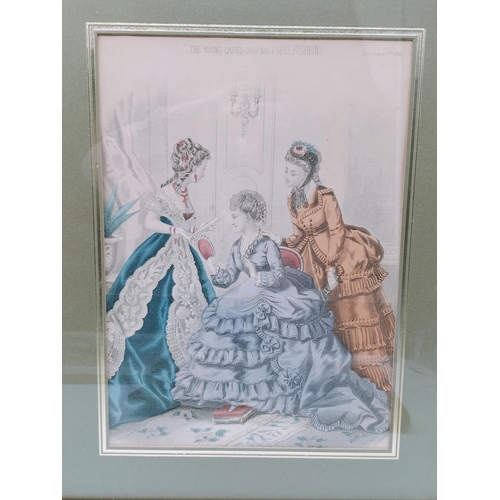 611 - 3 x Framed and Glazed Ladies Fashions Colour Lithograph Prints from 'The Queen' Ladies Newspaper and... 