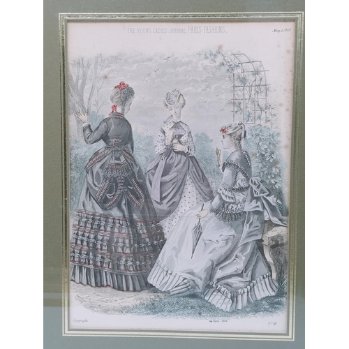 611 - 3 x Framed and Glazed Ladies Fashions Colour Lithograph Prints from 'The Queen' Ladies Newspaper and... 