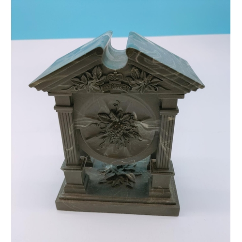 110 - Aynsley Portland Ware Mantle Clock. 16cm High, 13cm x 9cm.